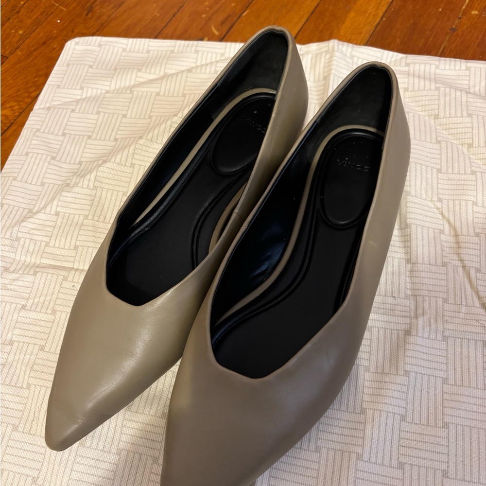 VINCE Women's Pointed Toe Slip-On Flats - Taupe - Picture 3 of 5